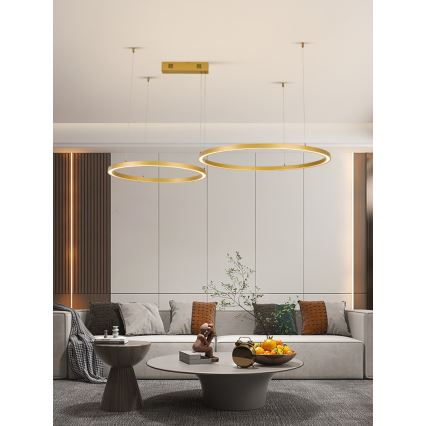 Immax NEO 07218L - Dimmbare LED-Hängeleuchte an Schnur FINO LED/93W/230V 60/80cm golden Tuya + Fernbedienung