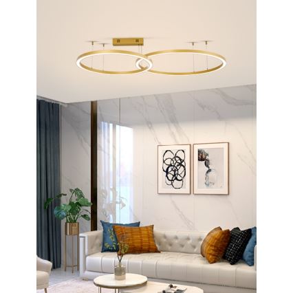 Immax NEO 07218L - Dimmbare LED-Hängeleuchte an Schnur FINO LED/93W/230V 60/80cm golden Tuya + Fernbedienung