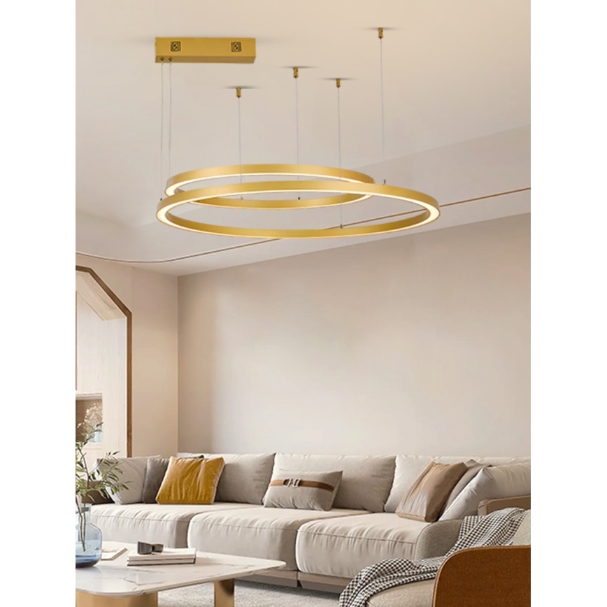 Immax NEO 07218L - Dimmbare LED-Hängeleuchte an Schnur FINO LED/93W/230V 60/80cm golden Tuya + Fernbedienung