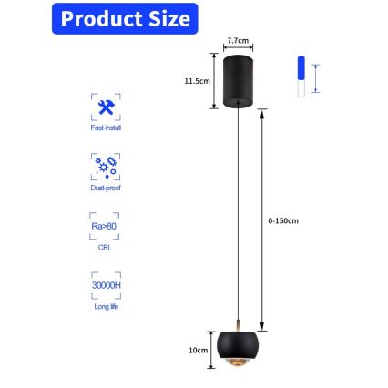 Immax NEO 07219L - LED dimmbare Hängeleuchte an Seil DORMINE LED/6W/230V matt schwarz Tuya + Fernbedienung
