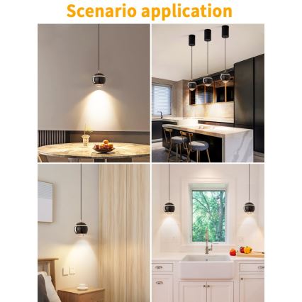 Immax NEO 07220L - Dimmbare LED-Hängeleuchte an Schnur DORMINE LED/6W/230V glänzend schwarz Tuya + Fernbedienung