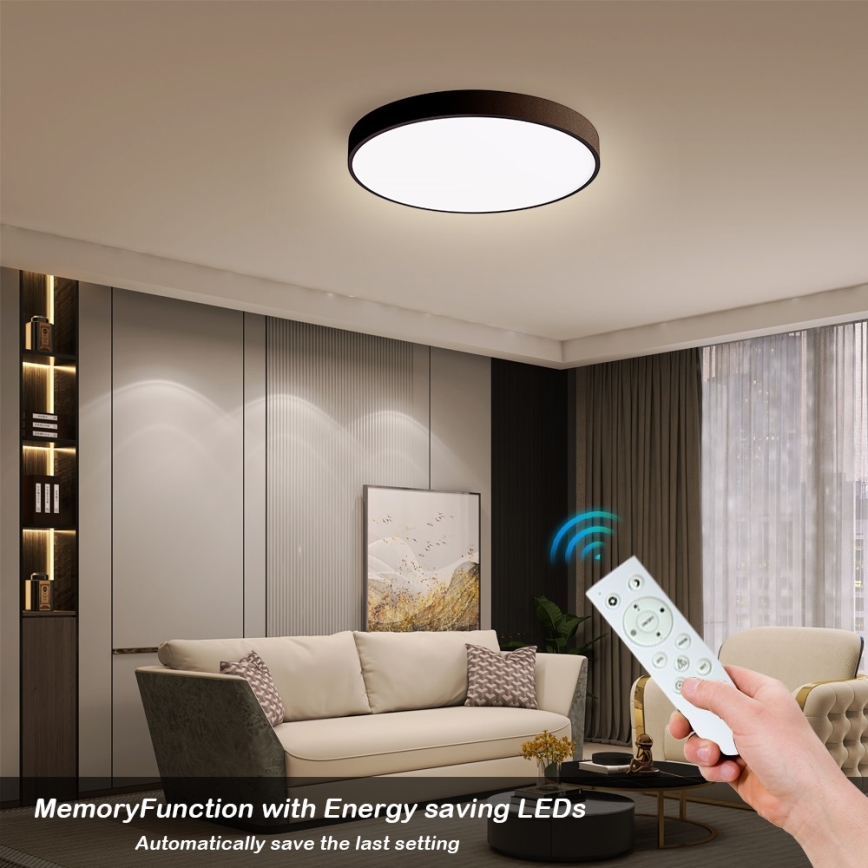 Immax NEO 07248L - Dimmbare LED-Deckenleuchte NEO LITE SEMPLICI LED/36W/230V 3000-6000K Wi-Fi Tuya schwarz + Fernbedienung