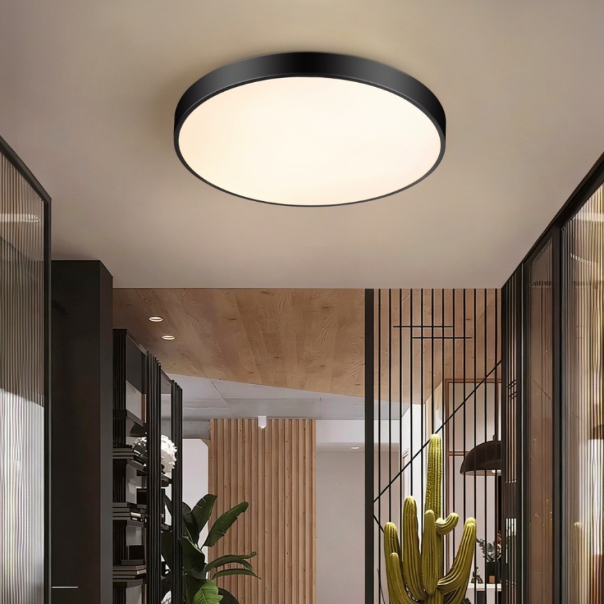 Immax NEO 07250L - Dimmbare LED-Deckenleuchte NEO LITE SEMPLICI LED/60W/230V 3000-6000K Wi-Fi Tuya schwarz + Fernbedienung