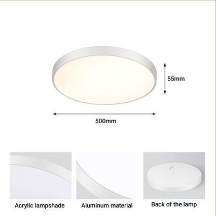 Immax NEO 07252L - Dimmbare LED-Deckenleuchte NEO LITE SEMPLICI LED/48W/230V 3000-6000K Wi-Fi Tuya weiß + Fernbedienung