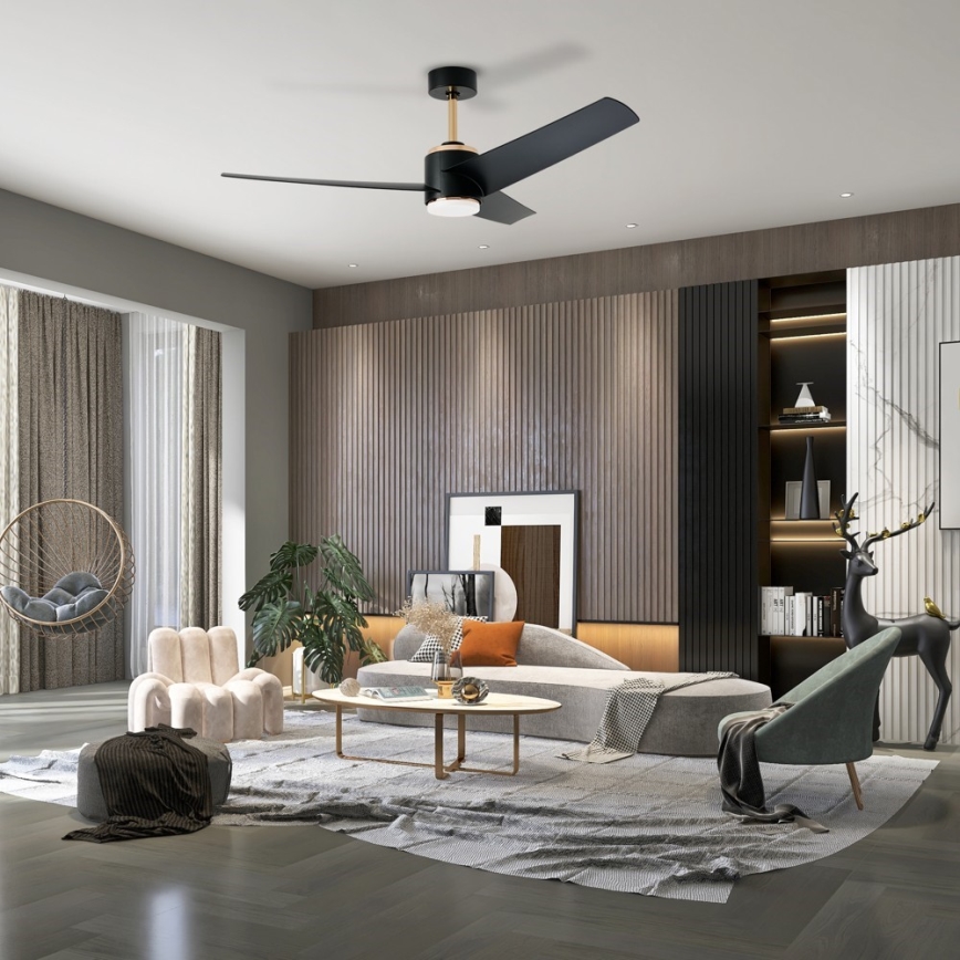 Immax NEO 07280L - Dimmbarer LED-Deckenventilator BEAUTY LED/18W/230V Wi-Fi Tuya schwarz + Fernbedienung