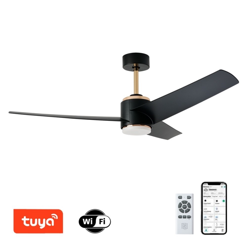 Immax NEO 07280L - Dimmbarer LED-Deckenventilator BEAUTY LED/18W/230V Wi-Fi Tuya schwarz + Fernbedienung