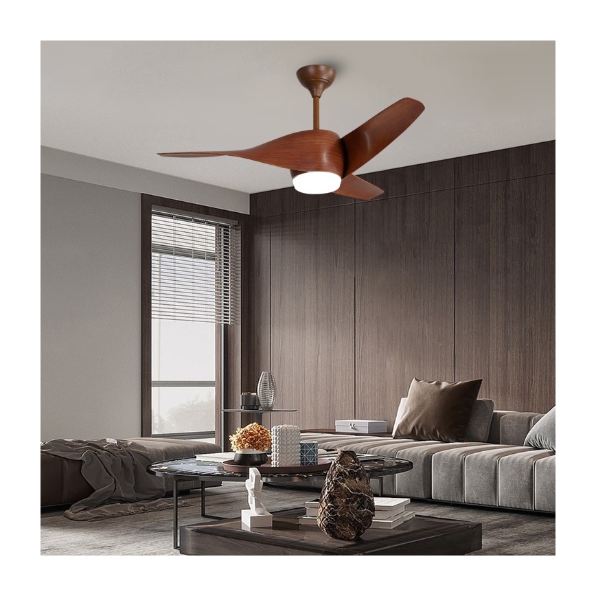 Immax NEO 07286L - Dimmbarer LED-Deckenventilator WAVE LED/18W/230V Wi-Fi Tuya braun + Fernbedienung