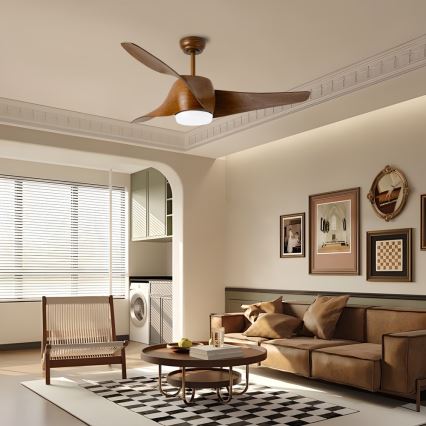 Immax NEO 07286L - Dimmbarer LED-Deckenventilator WAVE LED/18W/230V Wi-Fi Tuya braun + Fernbedienung