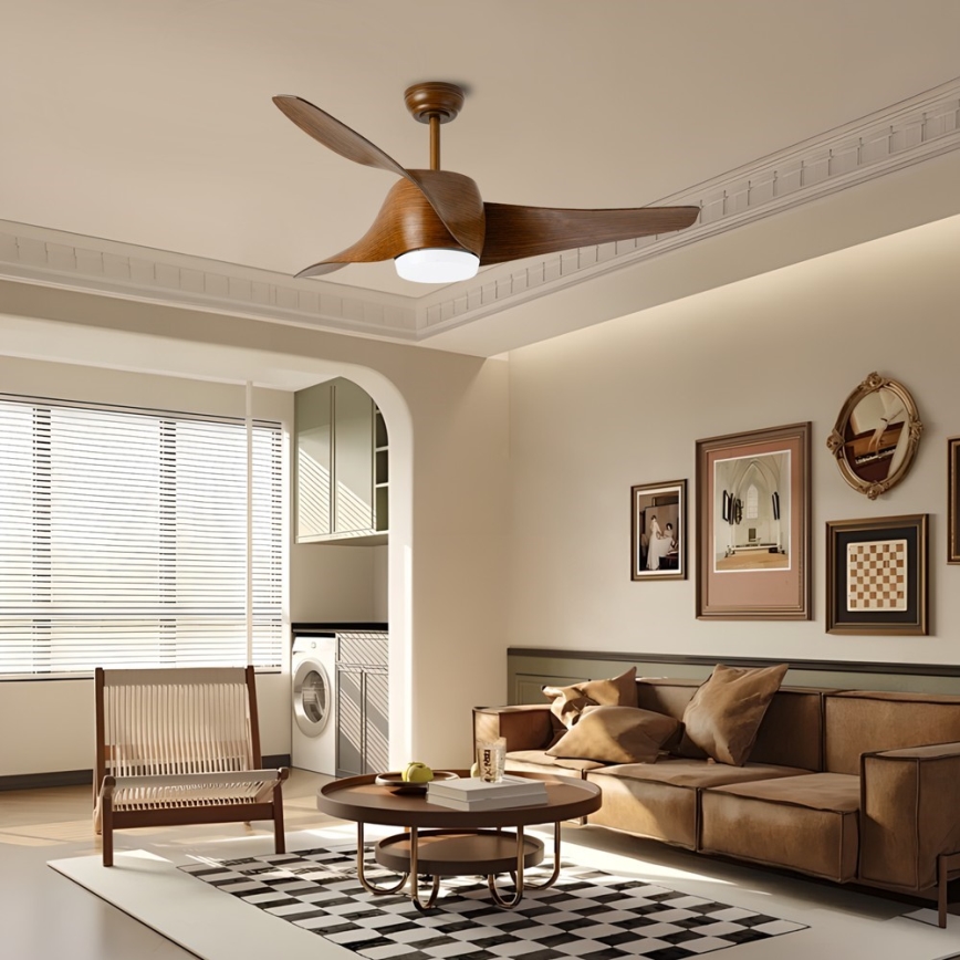 Immax NEO 07286L - Dimmbarer LED-Deckenventilator WAVE LED/18W/230V Wi-Fi Tuya braun + Fernbedienung