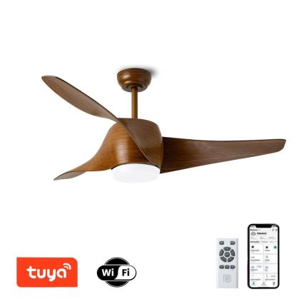 Immax NEO 07286L - Dimmbarer LED-Deckenventilator WAVE LED/18W/230V Wi-Fi Tuya braun + Fernbedienung