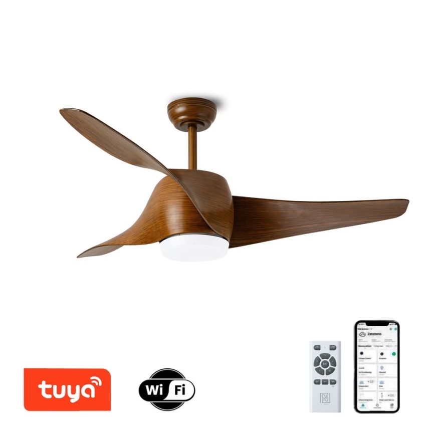 Immax NEO 07286L - Dimmbarer LED-Deckenventilator WAVE LED/18W/230V Wi-Fi Tuya braun + Fernbedienung