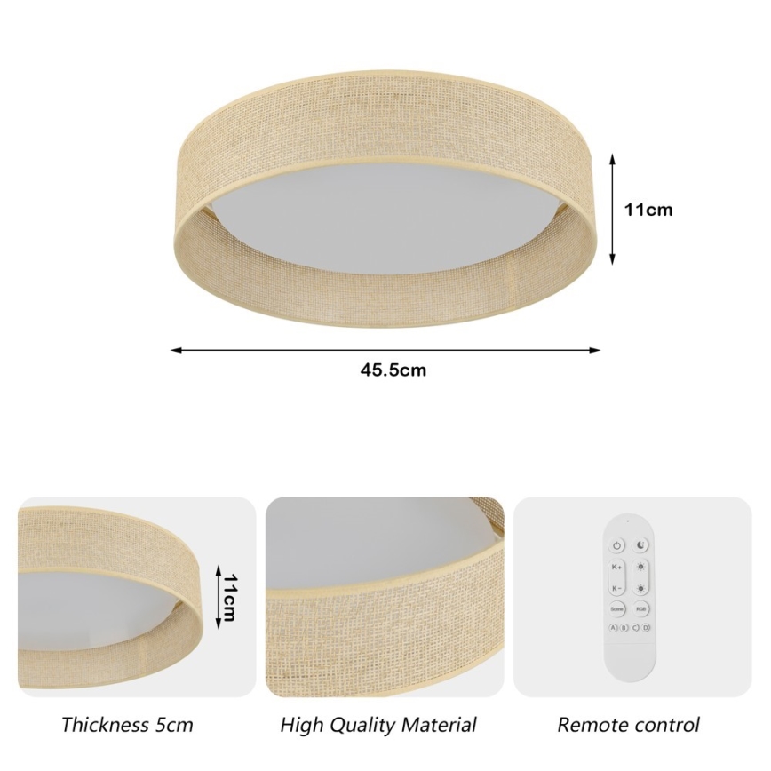 Immax NEO 07289L - LED+CCT dimmbare Deckenleuchte LONA LED/36W/230V 3000–6000K Wi‑Fi Tuya Ø 45,5 cm + Fernbedienung
