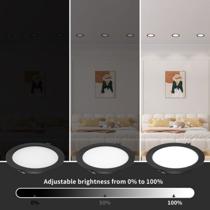 Immax NEO 07294L - dimmbares LED-Einbau-Downlight DOWN LED/12W/230V Wi-Fi Ø 12 cm schwarz