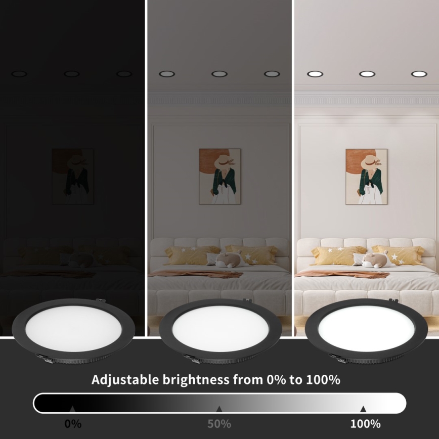 Immax NEO 07294L - dimmbares LED-Einbau-Downlight DOWN LED/12W/230V Wi-Fi Tuya Tuya Ø 12 cm schwarz