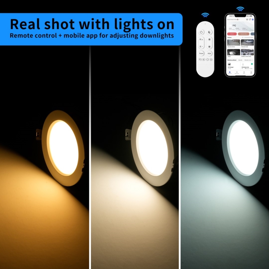 Immax NEO 07294L - dimmbares LED-Einbau-Downlight DOWN LED/36W/230V Wi-Fi Tuya Ø 23 cm schwarz