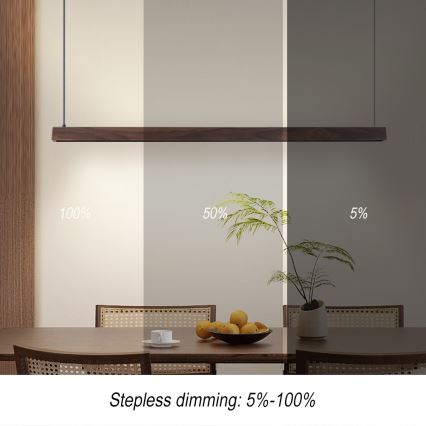 Immax NEO 07300L - LED-dimmbare Pendelleuchte an Seil MADEIRA LED/26W/230V Wi-Fi Tuya 122 cm Nussbaum + Fernbedienung