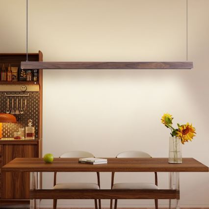 Immax NEO 07300L - LED-dimmbare Pendelleuchte an Seil MADEIRA LED/26W/230V Wi-Fi Tuya 122 cm Nussbaum + Fernbedienung