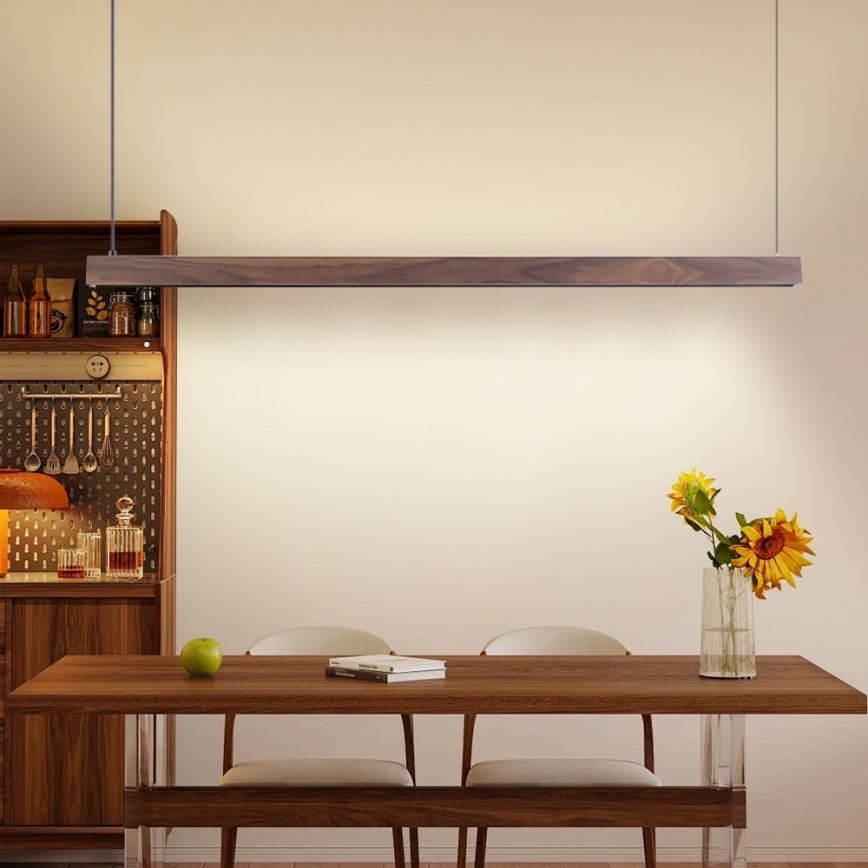 Immax NEO 07300L - LED-dimmbare Pendelleuchte an Seil MADEIRA LED/26W/230V Wi-Fi Tuya 122 cm Nussbaum + Fernbedienung