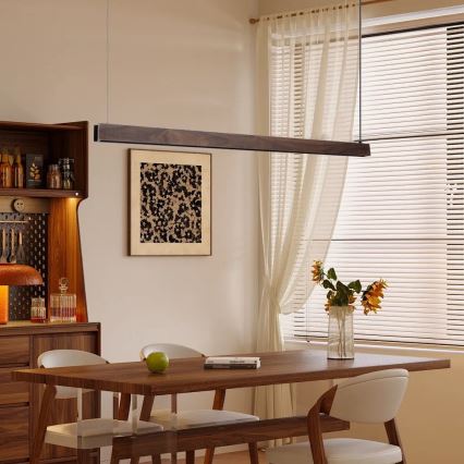 Immax NEO 07300L - LED-dimmbare Pendelleuchte an Seil MADEIRA LED/26W/230V Wi-Fi Tuya 122 cm Nussbaum + Fernbedienung