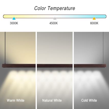 Immax NEO 07302L - LED-dimmbare Pendelleuchte an Stahlseil MADEIRA LED/44W/230V Wi-Fi Tuya 202 cm Nussbaum + mit Fernbedienung