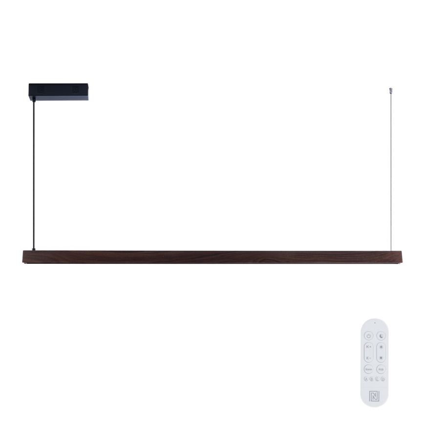 Immax NEO 07302L - LED-dimmbare Pendelleuchte an Stahlseil MADEIRA LED/44W/230V Wi-Fi Tuya 202 cm Nussbaum + mit Fernbedienung