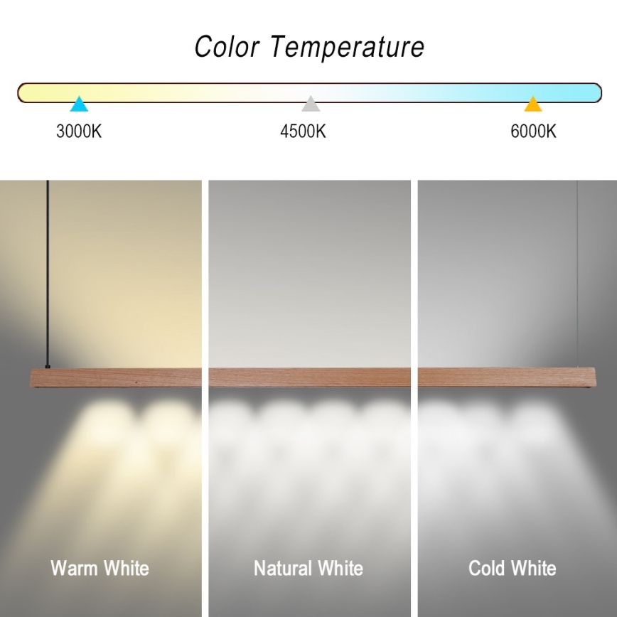 Immax NEO 07304L - LED-dimmbare Hängeleuchte mit Seilaufhängung MADEIRA LED/33W/230V Wi‑Fi Tuya 152 cm Eiche + Fernbedienung