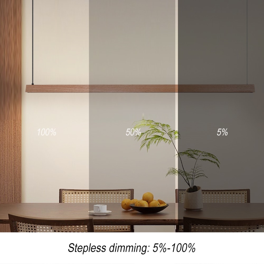 Immax NEO 07304L - LED-dimmbare Hängeleuchte mit Seilaufhängung MADEIRA LED/33W/230V Wi‑Fi Tuya 152 cm Eiche + Fernbedienung