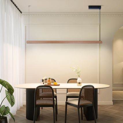 Immax NEO 07304L - LED-dimmbare Hängeleuchte mit Seilaufhängung MADEIRA LED/33W/230V Wi‑Fi Tuya 152 cm Eiche + Fernbedienung