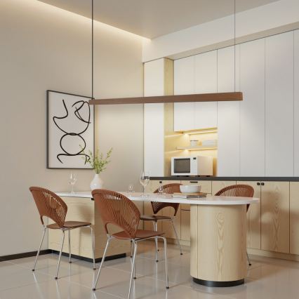 Immax NEO 07304L - LED-dimmbare Hängeleuchte mit Seilaufhängung MADEIRA LED/33W/230V Wi‑Fi Tuya 152 cm Eiche + Fernbedienung