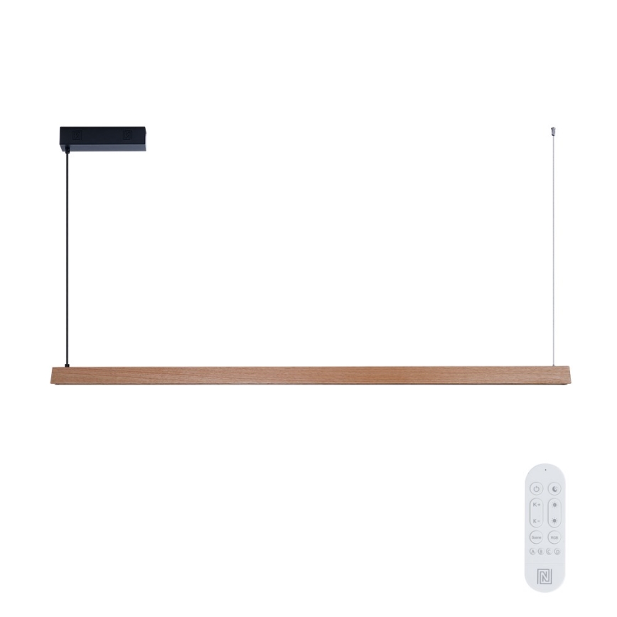 Immax NEO 07304L - LED-dimmbare Hängeleuchte mit Seilaufhängung MADEIRA LED/33W/230V Wi‑Fi Tuya 152 cm Eiche + Fernbedienung