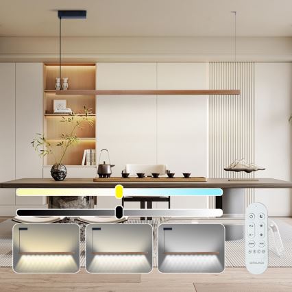 Immax NEO 07305L - LED-dimmbare Pendelleuchte an Seil MADEIRA LED/44W/230V Wi-Fi Tuya 202 cm Eiche + Fernbedienung