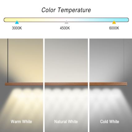 Immax NEO 07305L - LED-dimmbare Pendelleuchte an Seil MADEIRA LED/44W/230V Wi-Fi Tuya 202 cm Eiche + Fernbedienung