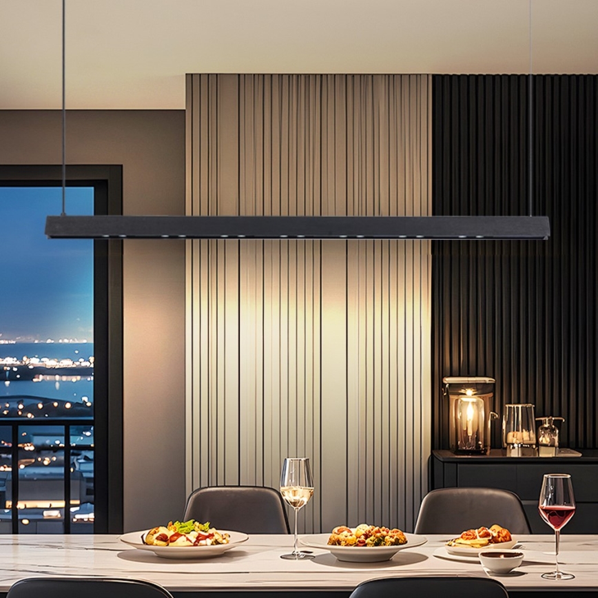 Immax NEO 07306L - MADEIRA LED dimmbare Pendelleuchte mit Seilabhängung LED/26W/230V Wi-Fi Tuya 122 cm schwarz + Fernbedienung