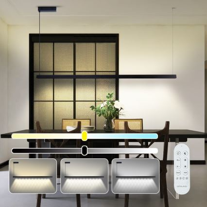 Immax NEO 07308L - LED-dimmbarer Pendelleuchte an Kabel MADEIRA LED/44W/230V Wi-Fi Tuya 202 cm schwarz + Fernbedienung