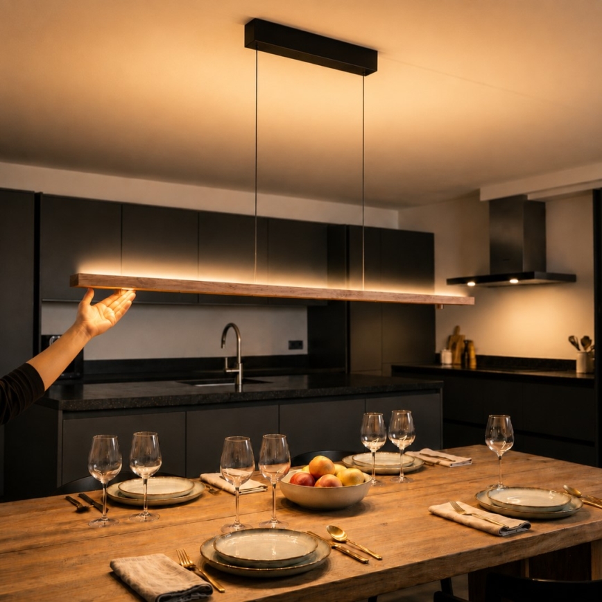 Immax NEO 07309L - LED-dimmbare Pendelleuchte an Kabel mit Sensor MADEIRA LED/37W/230V 157 cm Walnuss