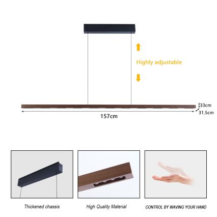 Immax NEO 07309L - LED-dimmbare Pendelleuchte an Kabel mit Sensor MADEIRA LED/37W/230V 157 cm Walnuss