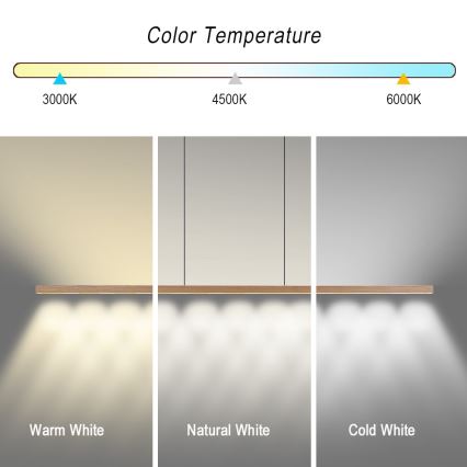 Immax NEO 07310L - LED-dimmbare Pendelleuchte an Kabel mit Sensor MADEIRA LED/37W/230V 157 cm Esche