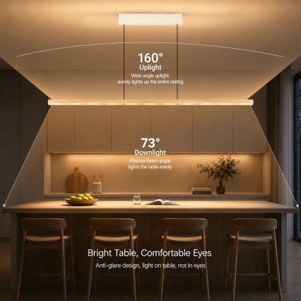 Immax NEO 07310L - LED-dimmbare Pendelleuchte an Kabel mit Sensor MADEIRA LED/37W/230V 157 cm Esche