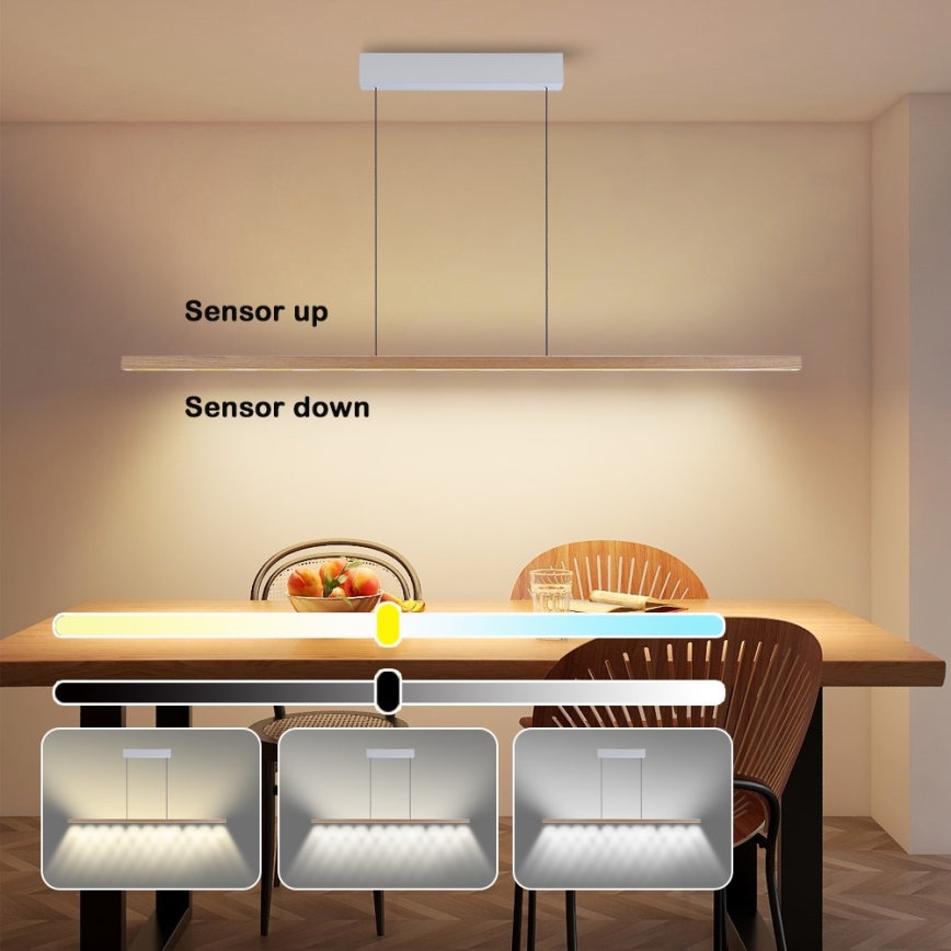 Immax NEO 07310L - LED-dimmbare Pendelleuchte an Kabel mit Sensor MADEIRA LED/37W/230V 157 cm Esche