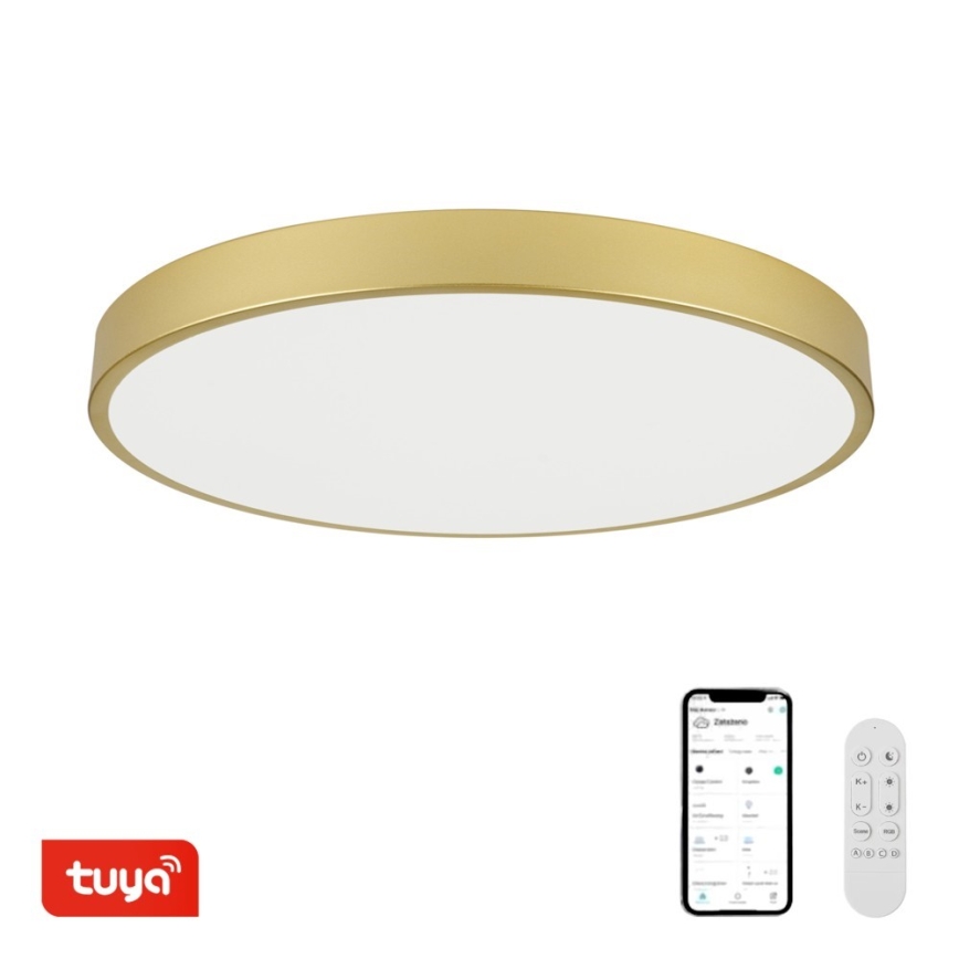 Immax NEO 07311L - dimmbare LED-Deckenleuchte SEMPLICI LED/96W/230V Ø 80 cm Wi-Fi Tuya goldfarben + Fernbedienung
