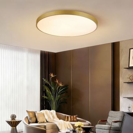 Immax NEO 07311L - dimmbare LED-Deckenleuchte SEMPLICI LED/96W/230V Ø 80 cm Wi-Fi Tuya goldfarben + Fernbedienung