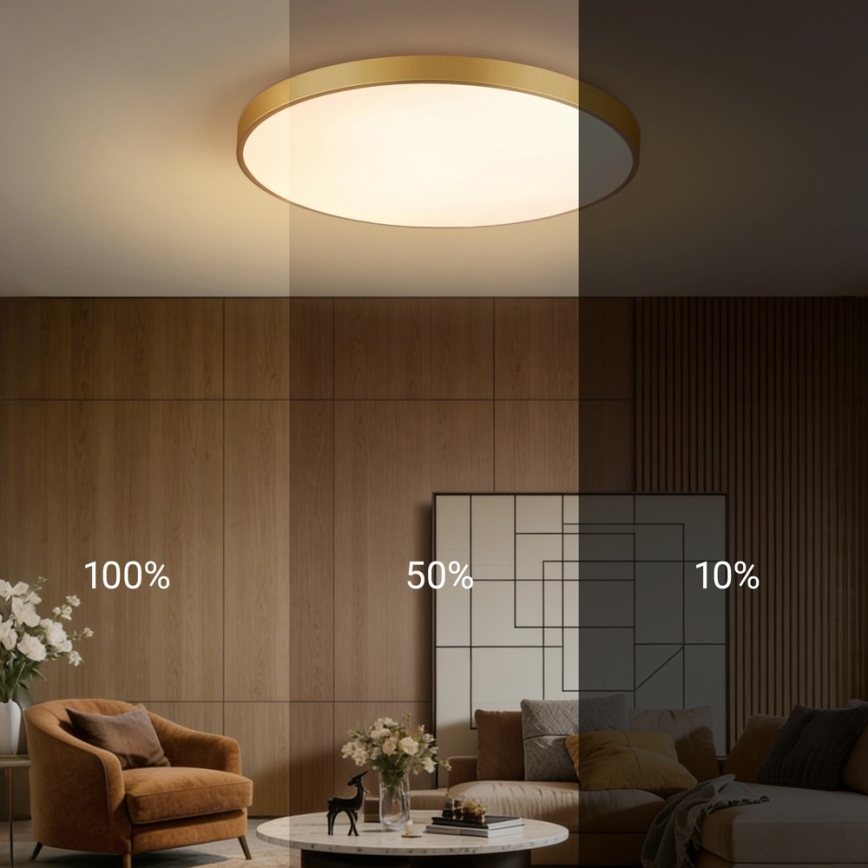 Immax NEO 07311L - dimmbare LED-Deckenleuchte SEMPLICI LED/96W/230V Ø 80 cm Wi-Fi Tuya goldfarben + Fernbedienung