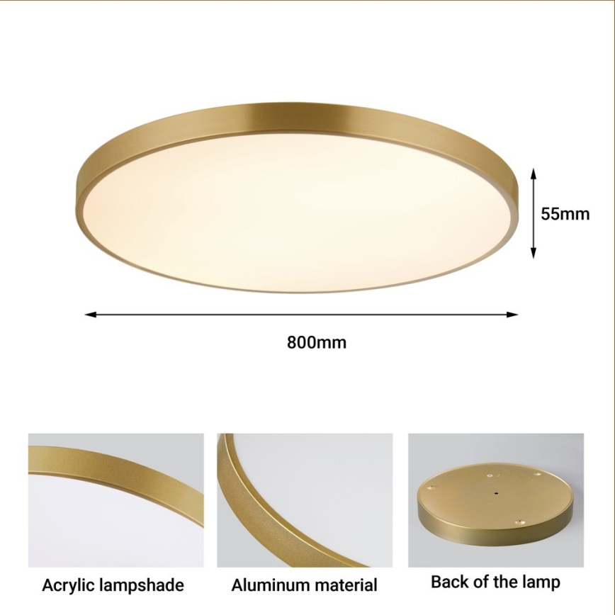 Immax NEO 07311L - dimmbare LED-Deckenleuchte SEMPLICI LED/96W/230V Ø 80 cm Wi-Fi Tuya goldfarben + Fernbedienung