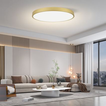 Immax NEO 07312L - Dimmbare LED-Deckenleuchte SEMPLICI LED/128W/230V Ø 100 cm, Wi‑Fi Tuya, goldfarben, inkl. Fernbedienung