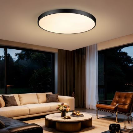 Immax NEO 07313L - LED-dimmbare Deckenleuchte SEMPLICI LED/96W/230V Ø 80 cm Wi-Fi Tuya schwarz + Fernbedienung