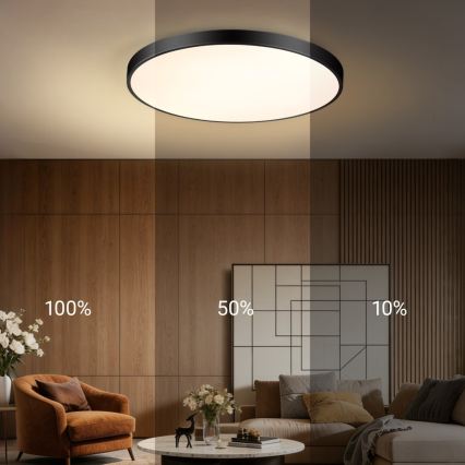 Immax NEO 07313L - LED-dimmbare Deckenleuchte SEMPLICI LED/96W/230V Ø 80 cm Wi-Fi Tuya schwarz + Fernbedienung