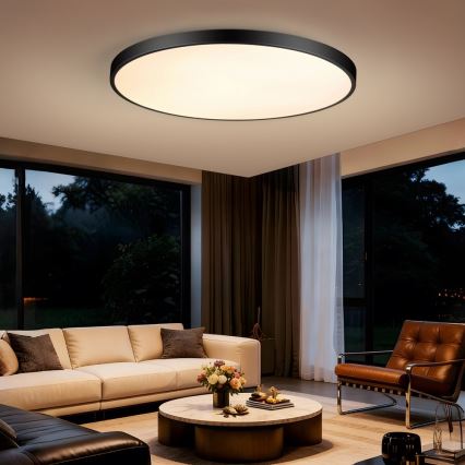 Immax NEO 07314L - LED-dimmbare Deckenleuchte SEMPLICI LED/128W/230V Ø 100 cm Wi-Fi Tuya schwarz + Fernbedienung