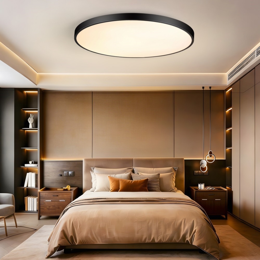 Immax NEO 07314L - LED-dimmbare Deckenleuchte SEMPLICI LED/128W/230V Ø 100 cm Wi-Fi Tuya schwarz + Fernbedienung