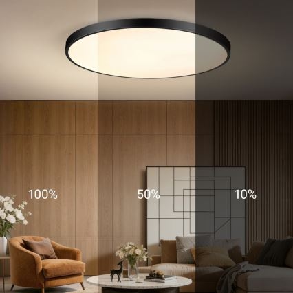 Immax NEO 07314L - LED-dimmbare Deckenleuchte SEMPLICI LED/128W/230V Ø 100 cm Wi-Fi Tuya schwarz + Fernbedienung
