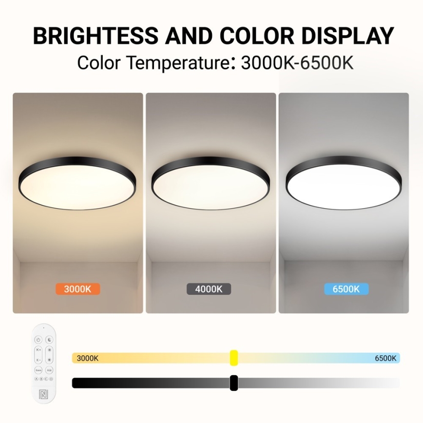 Immax NEO 07314L - LED-dimmbare Deckenleuchte SEMPLICI LED/128W/230V Ø 100 cm Wi-Fi Tuya schwarz + Fernbedienung